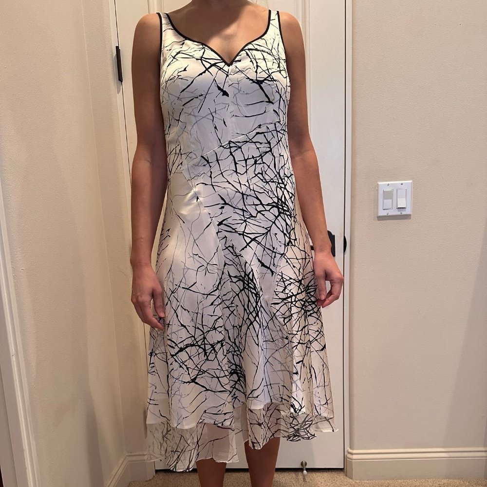 Tahari Black and White Silk Dress- Size 6
